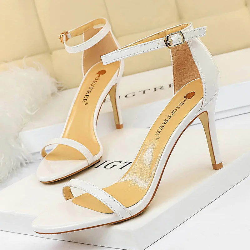 BIGTREE Shoes Super High Heels 11cm Women Shoes Patent Leather Woman Pumps Sexy Women Heels Stiletto Open Toe Ladies Shoes 2025