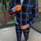 Men' 3D Plaid Sports Gentlemen Sets  Jacket Men Set Tracksuit Street Fashi Trend Fashion Stand-up Collar Zipper Sportswear Suit