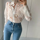 New Fashion Autumn Long Sleeve White Women Blouse Sexy Hollow Out Floral Embroidery Female Shirt Vintage Loose Casual Tops 13369