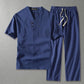 Men's Clothing Large Size Tracksuit Husband  Summer Suit Linen t-shirt Fashion Male Set Chinese Style 8XL 9XL plus Two Piece