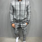 Men' 3D Plaid Sports Gentlemen Sets  Jacket Men Set Tracksuit Street Fashi Trend Fashion Stand-up Collar Zipper Sportswear Suit