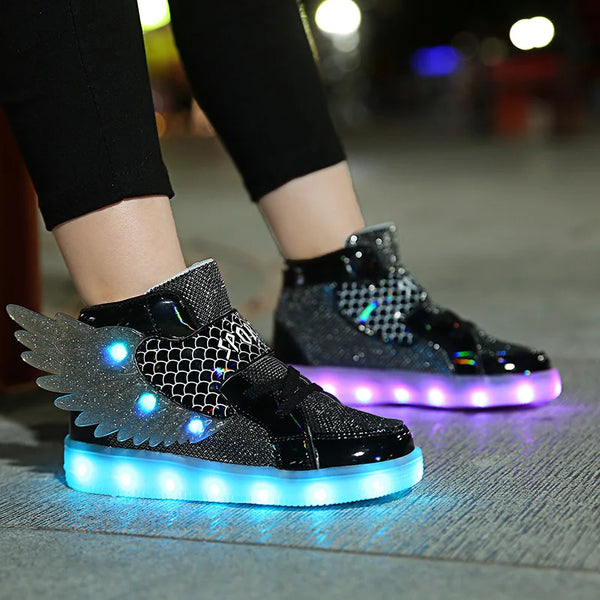 Wings Shoes For Kid Summer Girl Fashion Casual Children Footwear Design Brand Boots Boy Lighted Up Led Sport Sneakers