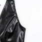 Sisterlinda Sexy Punk Y2K Black PU Leather Crop Top Womens Sleeveless Deep V Neck Backless Camisole Fashion Party Club Vests2021