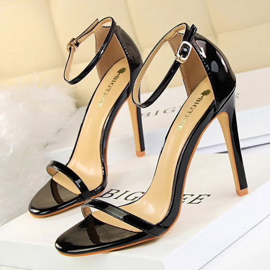 BIGTREE Shoes Super High Heels 11cm Women Shoes Patent Leather Woman Pumps Sexy Women Heels Stiletto Open Toe Ladies Shoes 2025
