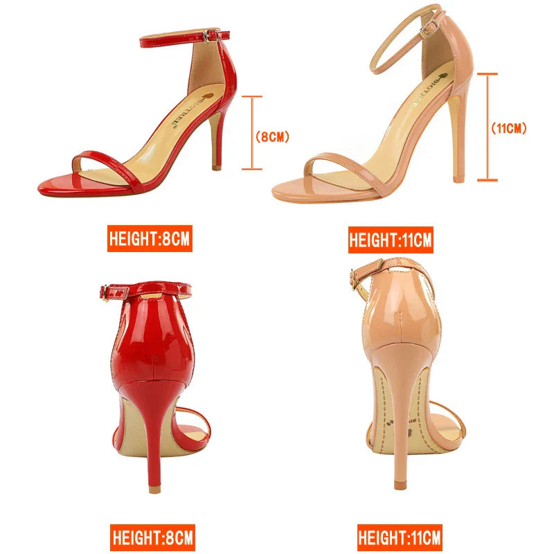BIGTREE Shoes Super High Heels 11cm Women Shoes Patent Leather Woman Pumps Sexy Women Heels Stiletto Open Toe Ladies Shoes 2025