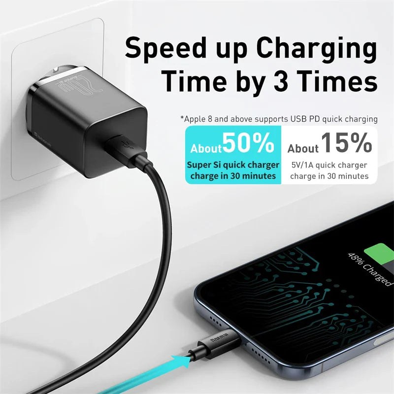 Baseus PD 20W швидка зарядка USB C зарядний пристрій для iPhone 14 13 Pro Max Type C до ip швидка зарядка USB C настінний швидкий зарядний пристрій для телефону