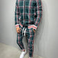 Men' 3D Plaid Sports Gentlemen Sets  Jacket Men Set Tracksuit Street Fashi Trend Fashion Stand-up Collar Zipper Sportswear Suit