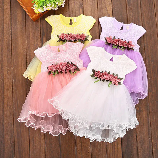 Citgeett Summer Baby Girls Floral Dress Princess Party Wedding Tulle Dresses Fashion Lace Clothes 0-3Y SS