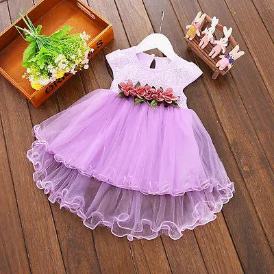 Citgeett Summer Baby Girls Floral Dress Princess Party Wedding Tulle Dresses Fashion Lace Clothes 0-3Y SS