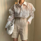 New Fashion Autumn Long Sleeve White Women Blouse Sexy Hollow Out Floral Embroidery Female Shirt Vintage Loose Casual Tops 13369