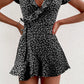 Summer Women’s Floal A-Line Dress Sweet Elegant Floral Ruffles V-neck Bandage Short Dress for Lady Chic Flowers Mini Dress