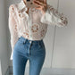 New Fashion Autumn Long Sleeve White Women Blouse Sexy Hollow Out Floral Embroidery Female Shirt Vintage Loose Casual Tops 13369