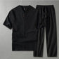 Men's Clothing Large Size Tracksuit Husband  Summer Suit Linen t-shirt Fashion Male Set Chinese Style 8XL 9XL plus Two Piece
