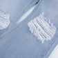 Women Vintage Ripped Flare Bell Bottom Jeans High Waisted Wide Leg Raw Hem Denim Pants Casual Slim Fitting Trousers with Pocket