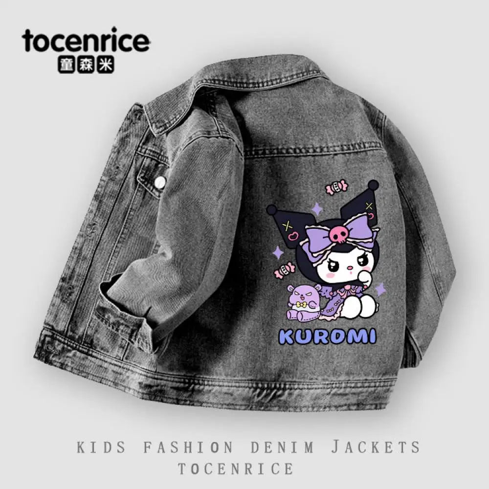 Милі дівчата Kuromi джинсова куртка пальто Sanrio аніме мультфільм косплей весна діти корейська мода верхній одяг Каваї дитячий одяг