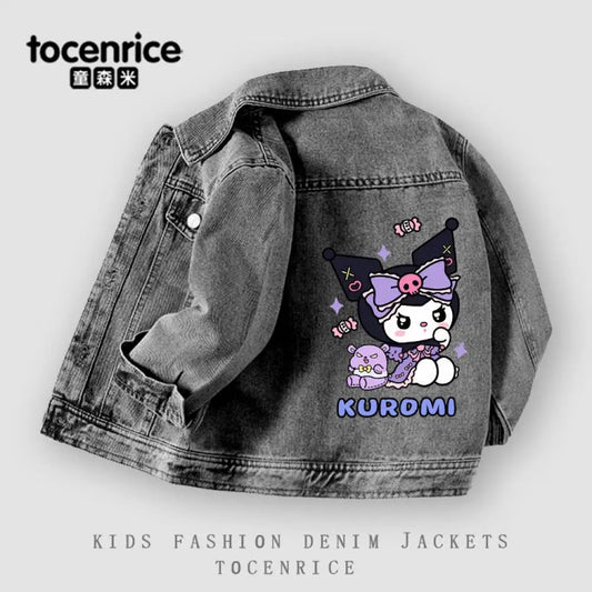 Милі дівчата Kuromi джинсова куртка пальто Sanrio аніме мультфільм косплей весна діти корейська мода верхній одяг Каваї дитячий одяг