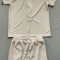 2025 summer men's new leisure fashion city wear rope round neck T trend Waffle short-sleeved shorts two-piece suit