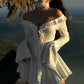 Trendix Lace Patchwork Ruffle Dress High Waist Slim Long Sleeve Mini Dresses For Women Party Sexy Off Shoulder Vacation Dress