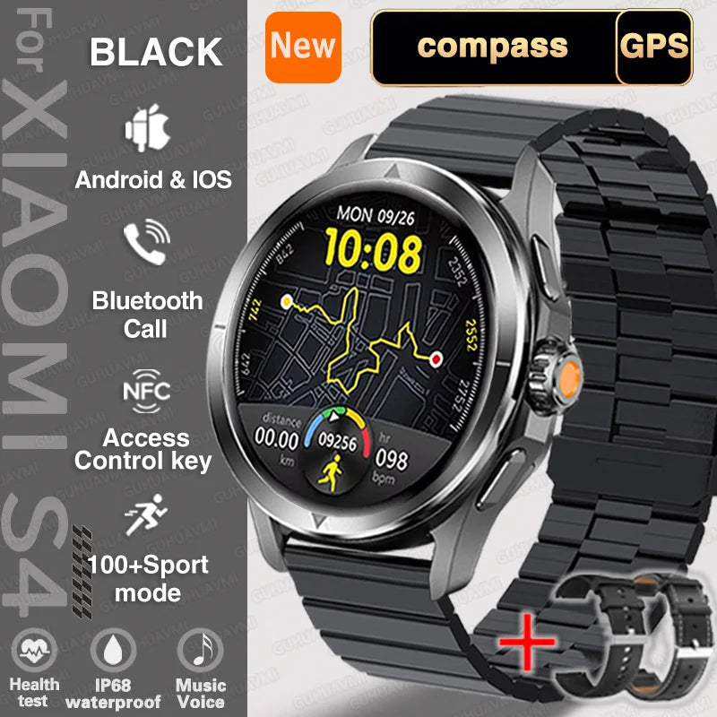 Для Xiaomi S4 Ultra Outdoor Sports Смарт-годинник для чоловіків AMOLED-екран NFC GPS Компас Вимірювання пульсу Водонепроникний Bluetooth Дзвінки Смарт-годинник