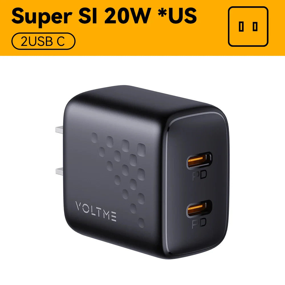 Зарядний пристрій VOLTME USB Type C 20W швидка зарядка Quick Charge для iPhone 13 12 Pro Max PD швидка зарядка для Xiaomi Samsung Huawei