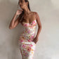Fashion Summer Print Strap Women Dress Sleeveless Slim Fit Sexy Backless Camisole Dress Dresses for Women 2025 Q034