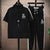 Summer Men's Trousers Tracksuit 2 Piece Set Fashion Tops Tees Ice silk Short Sleeve T Shirt+Pants Vintage Casual Sweatpants