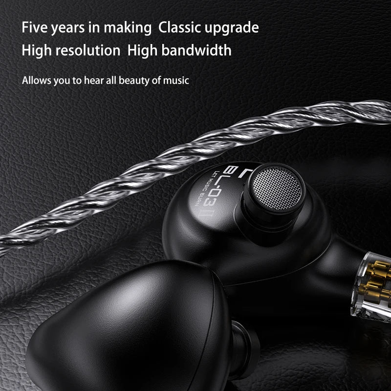 BLON New BL03 II 10mm Dual-Chamber Dynamic Driver IEM Hifi Earphones With 0.78mm 2Pin Detachable Cable 3.5 4.4mm BL03 2