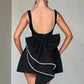 Elegant Pearl Bow Backless Sexy Mini Dress Women's Luxury Party Short Dresses White Black Pink Birthday Evening Wedding Summer