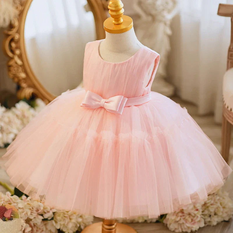 Summer Ceremony 1 Year Birthday Dress For Baby Girl Clothes Baptism Lace Princess Dress Girls Dresses Party Gown White Pink
