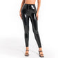 Women Sexy Zip High Waist Leather Leggings Patchwork PU Faux Leather Bodycon Pants Nightclub Slim Skinny Wetlook Trousers Custom
