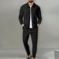Autumnwinter men's casual blazer set new fashion Waffle baseball suit round neck pocket zipper long sleeve trousers two-piece se