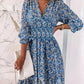 New Boho Print Floral Women Dress Summer Fashion V Neck Short Sleeve Office Elegnat Casual Dresses Female Sweet Beach Dress Robe