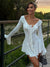 Lygens V Neck Long Sleeve Ruffles Lace Up Sexy Elegant Evening Mini Women'S Dresses Elegant Evening Party Dress Streetwear