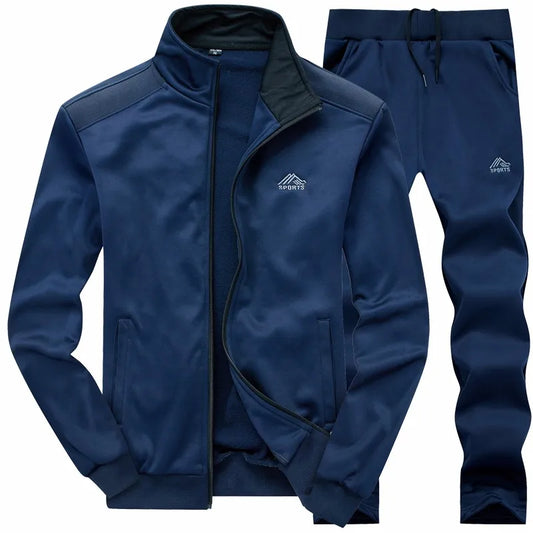 New Men Sets Fashion Sporting Suit Warm Embroidery Zipper Sweatshirt +Sweatpants Men Clothing 2 Pieces Sets Slim Tracksuit 2025