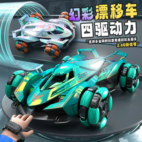 BGTOY 2.4G Radio RC Car 4WD Colorful High speed Drift Remote Control Car Stunt Gravity Sensing Watch For Boy Kids Toys Gifts