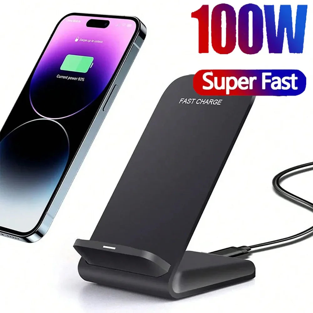 100W нова бездротова зарядна підставка для iPhone 15 14 13 12 16 Pro Max XR 8 Samsung Xiaomi індукційна швидка зарядна станція