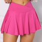 CHRLEISURE Womens Tennis Skirt with Pockets Crossover High Waisted Athletic Golf Skorts Running Workout Skirts 2 in 1