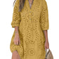 ZANZEA Women Fashion Hollow Out Embroidered Short Dress Holiday Casual Loose 3/4 Sleeve Knee-length Vestidos Lace Patchwork Robe