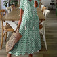 Spring Summer New 2024 Women's Casual Sweet Loose Sexy V-neck Drawstring Fashionable Printed Long Sleeved Dress