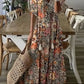Spring Summer New 2024 Women's Casual Sweet Loose Sexy V-neck Drawstring Fashionable Printed Long Sleeved Dress
