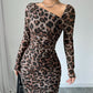 Sexy Leopard Print Women's Dresses Fashion Ruffled Sexy Slit Party Dress For Women Spring Summer  Bodycon Package hip Vestidos