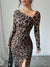 Sexy Leopard Print Women's Dresses Fashion Ruffled Sexy Slit Party Dress For Women Spring Summer  Bodycon Package hip Vestidos