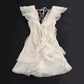 VGH Sexy Short Dress For Women Slash Neck Off The Shoulder Sleeve Backless High Waist Spliced Ruffles Dresses Female Fashion New