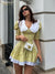 Clacive Summer Slim Print Women'S Dress 2023 Bodycon Doll Collar Short Sleeve Mini Dresses Elegant Lace Patchwork Female Dress