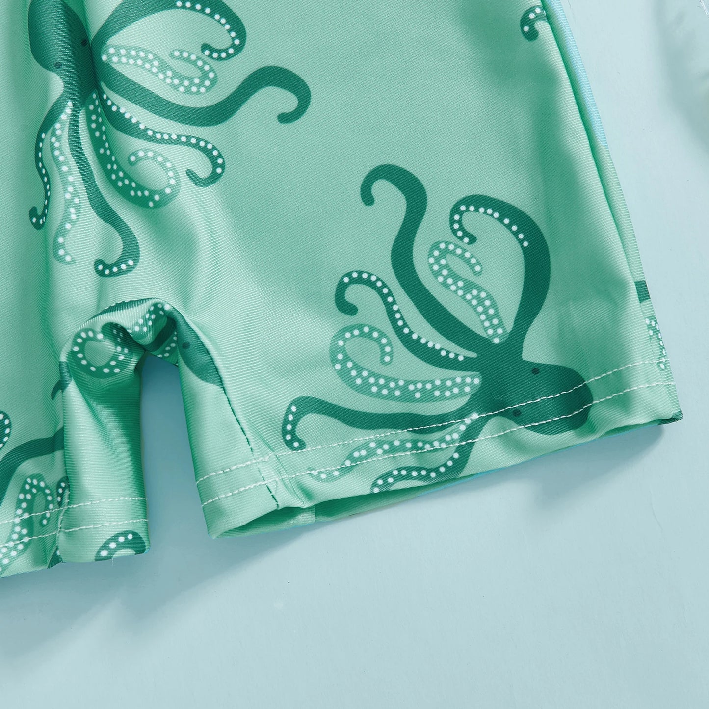 MISOWMNJOY Summer Children Boys Rash Guard Swimsuit Cute Octopus Print Zip Up Short Sleeve Baby Boys Swimwear Bathing Suit
