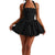 Women Fashion Sexy Cocktail Mini Dress Solid Halter Neck Bubble Dress Kawaii Tie Up A Line Dress Sexy Corset Club Dresses