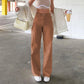 Women Jeans Straight Pants Solid Zipper High Waist Denim Ankle Length Loose Pockets Slight Strech Spring 2024 Streetwear