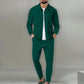 Autumnwinter men's casual blazer set new fashion Waffle baseball suit round neck pocket zipper long sleeve trousers two-piece se