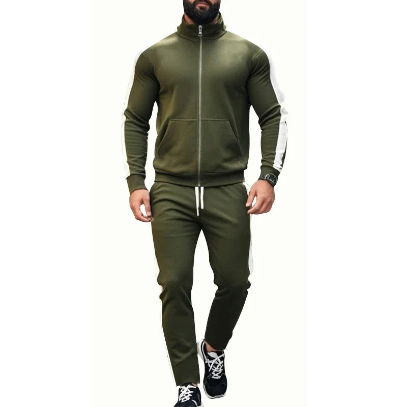 Casual Tracksuits Mens Autumn Fashion Side Striped Jackets And Pants Two Piece Sets For Men Sports Fitness Sweatsuits Streetwear