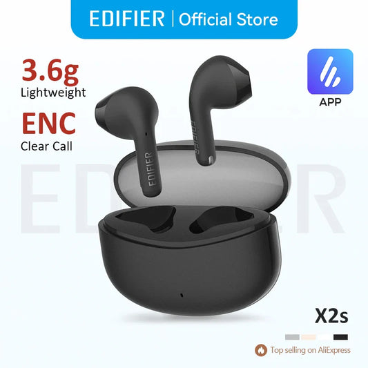 Навушники Edifier X2s TWS Bluetooth, справжні бездротові, Bluetooth 5.3, драйвер 13 мм, потужний бас, легкий дизайн, 26 годин відтворення